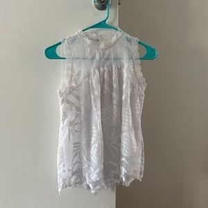 NWT Anthropologie Maeve white lace embroidered pineapple sleeveless top